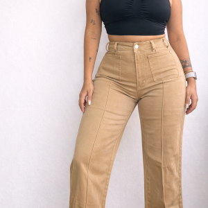 PANTALÓN MEZCLILLA PALAZZO™ Beige